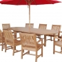 set 174 -- rialto armchair (ch-087 r), double oval extension table (tb-a024) & 10-foot teak umbrella (um-004 (2) kr)